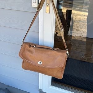 Coach camel leather laptop briefcase